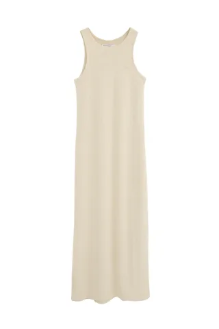 Kleid aus rustikalem Strickstoff cremefarben mit Polo Club Logo