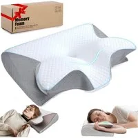 Athlix Nackenkissen Kissen Memory Schaum für Nacken und Hals, orthopädisch, ergonomisch, Gegen Nackenschmerzen, Gezielte Druckentlastung