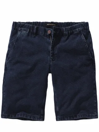 Mey & Edlich Herren Denim-Dobby-Shorts Blau 67 % Baumwolle, 21 % Polyester, 10 % Viskose, 2 % Elasthan