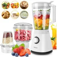KNKA PRO Standmixer Smoothie Maker, Blender elektrisch, 600 W, 3Gang inkl. Zerkleinerer und Trockenmahlbecher