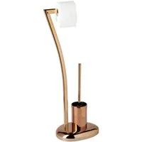 relaxdays Toilettenpapierhalter Stand WC Garnitur WIMEDO Kupfer