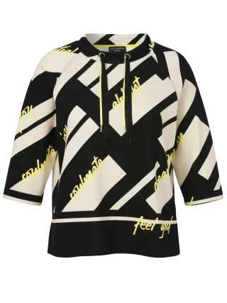 VIA APPIA DUE - Sweatshirt mit Kelchkragen und 3/4 Arm schwarz - Gr. - 46