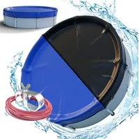 Arebos Pool-Abdeckplane rund, 2-in-1 Poolplane, Sommer&Winter Abdeckung, Ø 420-610 cm, Wasser- & wetterabweisend für ganzjährigen Einsatz