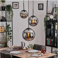hofstein Hängeleuchte Rerto Hängelampe aus Metall/Glas in Schwarz/Rauchfarben für Esszimmer, ohne Leuchtmittel