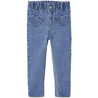 vertbaudet 7/8-Caprijeans Mädchen Paperbag-Jeans mit Herz-Taschen
