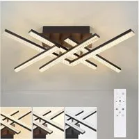 ZMH LED Deckenleuchte 52CM Schwarz Whonzimmerlampe Dimmbar Modern Schlafzimmer, ohne sichtbares Flimmern zum Schutz der Augen, LED fest integriert, 3000-6500k, 36W Retro Design Flurlampe Kristall Deckenbeleuchtung für Küche