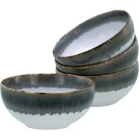 CreaTable Schale Cascade, Buddha Bowl 17,5 cm 4-tlg, Steinzeug, (Set, 4-tlg), Rekativglasur, Healthy Food