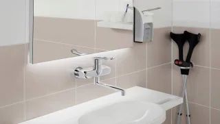Hansa Waschtisch-Batterie HANSACLINICA Digital+ 0155, Bügelhebel Bluetooth chrom, 01556269 01556269