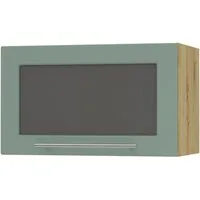Feldmann-Wohnen Klapphängeschrank Kvantum (1-türig, 1 Fach, Türanschlag oben, Soft-Close, 1-St., Fronten mit dekorativen Fräsungen und leicht abgerundeten Ecken) 60x36cm eiche artisan - mint matt (Q-W4BS/60)