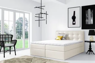 Boxspringbett Schlafzimmerbett OVIEDO 160x200cm Kunstleder Creme