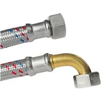 KLASEBO® Geflechtschlauch Panzerschlauch 3/4 Zoll, DN13, Edelstahl, Flexibel, Bogen 300mm, DVGW