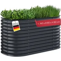 STEELSØN Hochbeet Hydra aus verzinktem Stahl-Wellblech (160 cm breit, Anthrazit), Gemüsebeet mit offener Bodenstruktur