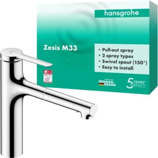 hansgrohe Zesis M33 160 Küchenarmatur 74801000 Ausziehbrause, 2jet, chrom