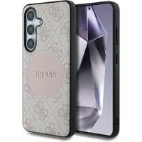 Guess Handyhülle Galaxy S25 Kunstleder rosa MagSafe Logo goldfarben 6,2 Zoll, Kantenschutz