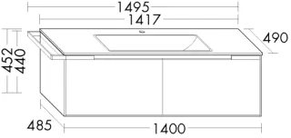 Burgbad Keramik Waschtisch-Set YSO PG2 HGL Grau Ultramatt/Alpinweiss, SFAF141LF5752C0001 SFAF141LF5752C0001