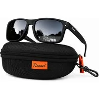 Rennec Sonnenbrille Herren Rechteckig Polarisiert Verspiegelt Markenbrille mit Hardcase Gläser UV400 Getönt oder Verspiegelt, stabile Bügelgelenke