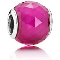 PANDACHARMS Bead Kleiner Pinker Facettenglas Charm für Armband, Hülse aus 925 Silber