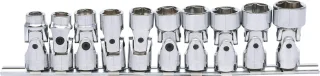 KS Tools 3/8" CHROMEplus Sechskant-Stecknuss-Satz mit Gelenk, 10-tlg10-19mm - 911.3840