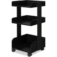 bomoe Rollwagen Aufbewahrungswagen mit Rollen 69 cm hoch Bosse, Schwarz, Holz Rollwagen Badezimmer Büro Küchenwagen Schwarz Servierwagen
