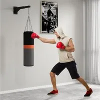 SPORTNOW Boxsackhalterung Einstellbare Boxsack Halterung, (bis 26 Zoll, Boxsack Ständer, 1-tlg., Boxsack Wandhalterung, für Punch Bag, Sandsack, Schwarz)