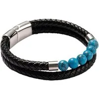 Firetti Armband Schmuck Geschenk Armschmuck Armkette Edelstein Perlen, Onesize, Made in Germany - mit Howlith oder Türkis (beh)