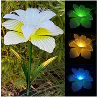 Online-Fuchs Gartenstecker aus Metall - LED Solarleuchte Lilie für außen - Gartendekoration (Warmweiß oder Farbwechsel möglich, Beetstecker) 97 cm groß - Gartendeko für Balkon, Terrasse