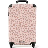 NoBoringSuitcases.com© Hartschalen-Trolley Leopardenmuster auf Puderrosa 55x35x20cm, 4 Rollen, Handgepäck Koffer & Trolleys, Luggage, Reisekoffer Frauen