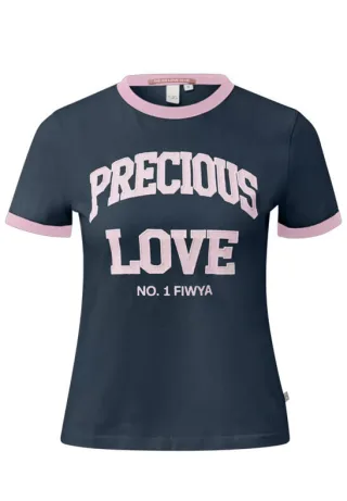 Q/S designed by - T-Shirt mit Frontprint blau/pink - Gr. - XL