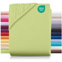 Carpe Sonno Spannbettlaken Jersey 90x200 100x200 120x200 140x200 160x200 180x200 200x200 70x140, Jersey, Gummizug: rundum, (1 Stück), Baumwoll Babybett Spannbettlaken 70x140 Baby Laken Grün
