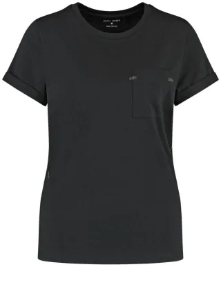 GERRY WEBER Edition - T-Shirt aus Baumwolle mit Ziersteinchen schwarz - Gr. - 40