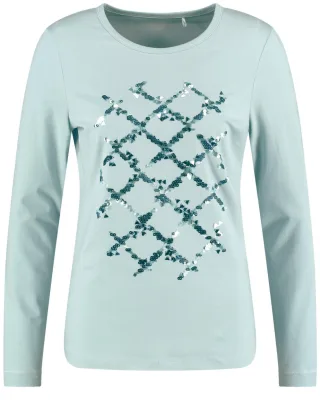 GERRY WEBER Edition - Langarmshirt mit Pailletten grün - Gr. - 44