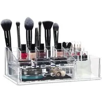 relaxdays Make-Up Organizer 16 Fäch, transparent