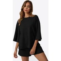 Imily Bela Hausanzug Damen Zweiteiliges Loungewear (Set, 2 tlg., Oversized-Top+Shorts) mit Baumwolle
