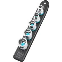 SmartRail 1/2" Steckschlüsseleinsatz-Satz Sechskant, 5-teilig schwarz, SW 10 - SW 22, kurz