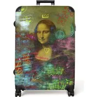 NoBoringSuitcases.com© Hartschalen-Trolley Graffiti - Mona Lisa - Abstrakt - Straßenkunst - Alte Meister 77 cm -, 8 Rollen, Koffer Groß für 30kg, Trolley, Rollkoffer, Reisekoffer