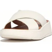 Fitflop F-Mode Leather Flatform Cross Slides Sandale