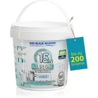 Das Blaue Wunder® All in One 15in1 Geschirrspülpulver phosphatfrei Spülmaschinenpulver (Bis zu 200 Spülgänge, 15 Funktionen mit Soda Power Effekt, 1.000 g)