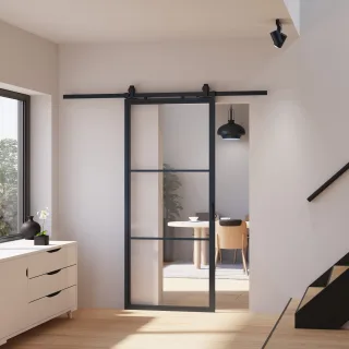 Glasschiebetür Loftstyle offene Laufschiene Klar 880x2035mm