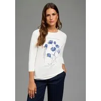 Laura Scott 3/4-Arm-Shirt mit floralem Frontprint und figurumspielende Passform, Rundhalsausschnitt ohne Kragen