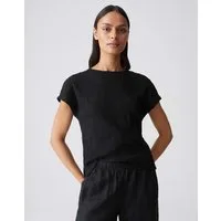 OPUS Kurzarmshirt Sistruk aus Jersey mit Crinkle Effekt Der überschnittene Arm sorgt für eine relaxte Silhouette