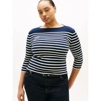 Tommy Hilfiger Curve T-Shirt CRV SLIM CODY BOAT-NK 3/4SLV in Großen Größen, 3/4 Ärmel, Logostickerei