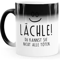 MoonWorks Tasse Zaubertasse Farbwechsel Tasse lustiger Spruch lächle du kannst sie, Keramik