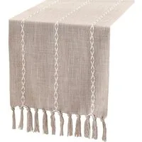 Blusmart Tischläufer Klassische Tischfahne im nordischen Stil (Tischdecke mit Quasten im Boho-Landhausstil 1-tlg, Handgefertigte Quasten, waschbar), Geeignet als Tischdekoration