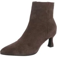 Ital-Design Damen Leder-Stiefelette mit Absatz, elegant, spitz Stiefelette (91742220) Pfennig-/Stilettoabsatz Stiefeletten in Braun
