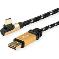 ROLINE GOLD USB 2.0 Kabel USB-Kabel, USB 2.0 Typ A Männlich (Stecker), USB Typ C (USB-C) Männlich (Stecker) (180.0 cm), USB-A ST reversibel - USB-C ST gewinkelt