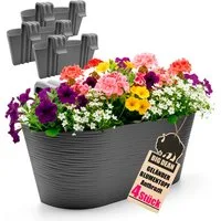 BigDean Blumenkasten 4x Blumenkasten Balkongeländer 50cm Blumenkästen mit Wasserspeicher (Set, 4 St., Balkonblumenkasten), Universal Balkonkasten, Wasserspeicher, UV-beständig, Witterungsfest