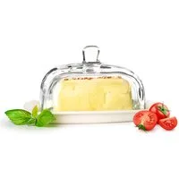 Sendez Butterdose auf Porzellanteller Butterglocke Butterschale Kühlschrankbutterdose