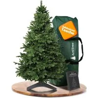 ArtiTree Künstlicher Weihnachtsbaum Künstliche Nordmanntanne – Premium Baum, naturgetreu, mit Holzständer, Mit und ohne Beleuchtung, wie echt, kein Nadelfall