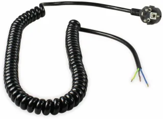 AS SCHWABE Anschluss Spiralkabel, 2,5 m, 3x1,5 mm², schwarz, offenes Ende