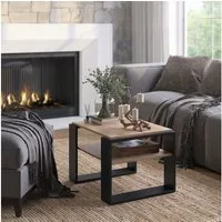 Vicco Couchtisch Helm, Goldkraft Eiche/Schwarz, 65.6 x 55,8 cm mit Ablage (1-St)